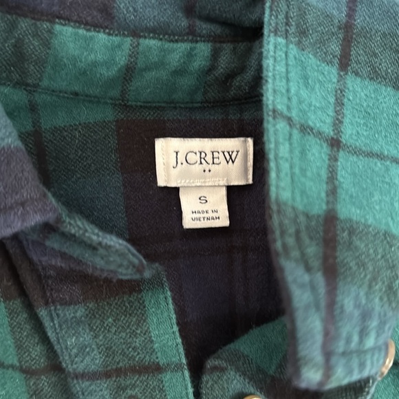 Like New J Crew Blue Green Flannel Button Up Hiking Camping Cozy Small - Picture 2 of 4